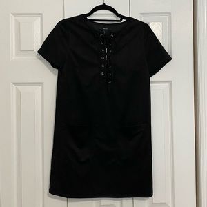Suede Lace-Up Dress